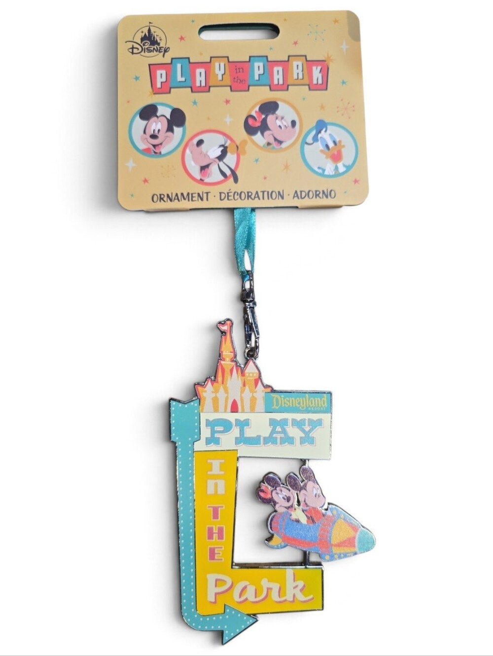 Disney PLAY IN THE PARK Mickey & Minnie Metal Christmas Ornament, 4 X 2.5 Inches